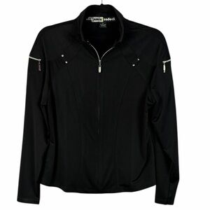 Jamie Sadock Sporty Athleisure Long Sleeve Full Zip Jacket Medium Black